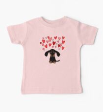 Cute Dachshund Puppy with Valentine Hearts Baby T-Shirt
