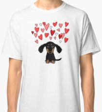 Cute Dachshund Puppy with Valentine Hearts Classic T-Shirt