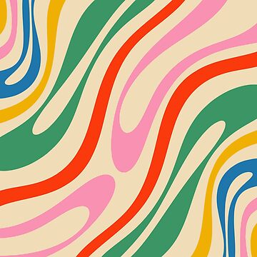Artwork thumbnail, Wavy Loops Abstract Pattern in Rainbow Colors  by kierkegaard