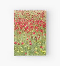 Meadow With Beautiful Bright Red Poppy Flowers Hardcover Journal