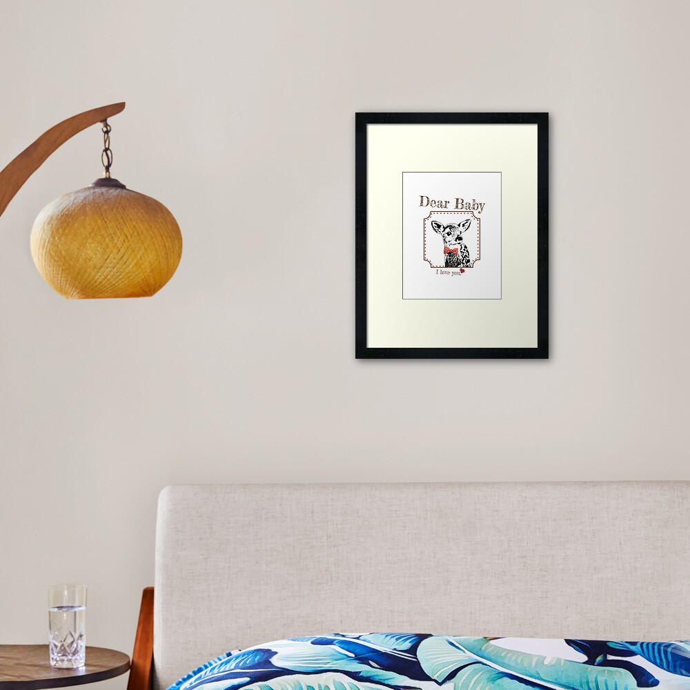 Deer Baby Son - I love my dear family Framed Art Print