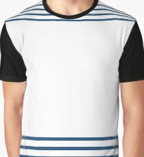 Trendy Nautical Navy White Stripes Design Graphic T-Shirt