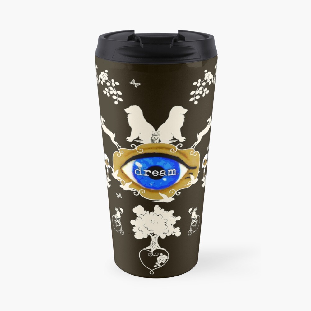 I Dream In Color - Light Silhouettes on Dark Brown Travel Mug