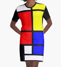 Mondrian style art deco design in basic colors Graphic T-Shirt Dress