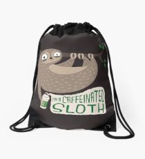 Caffeinated Sloth Drawstring Bag