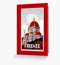Florence Firenze 1920s Italian travel ad, duomo Greeting Card