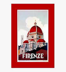 Florence Firenze 1920s Italian travel ad, duomo Photographic Print