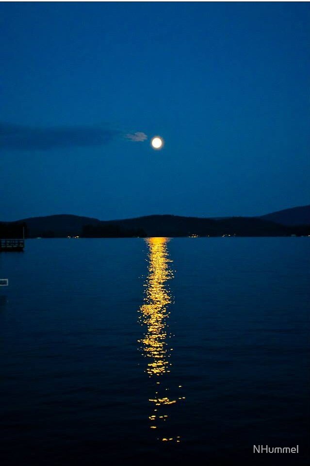 Red Moon Over Lake By Nhummel Redbubble