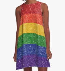 Glitter Rainbow Pride Flag A-Line Dress