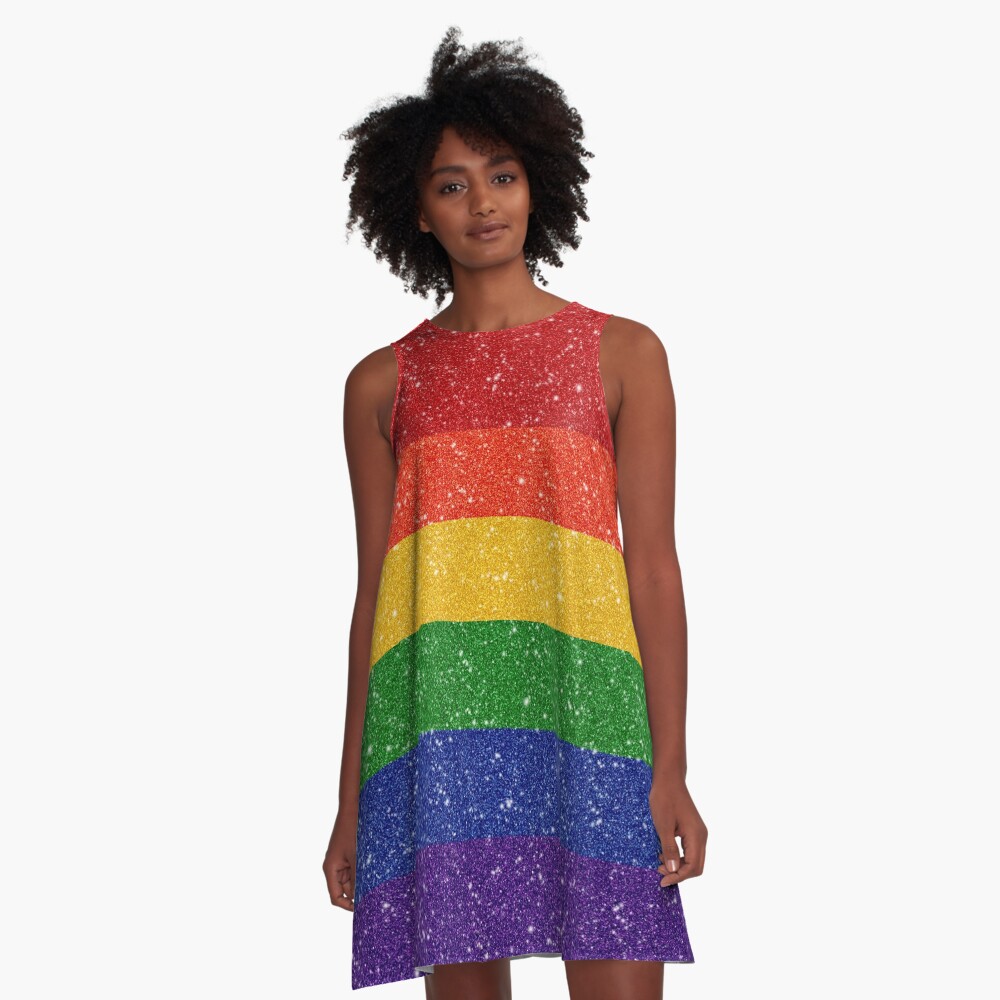 Glitter Rainbow Pride Flag A-Line Dress