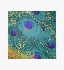Dreamy peacock feathers, teal and purple, glimmering gold Scarf