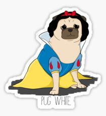Pug White Sticker
