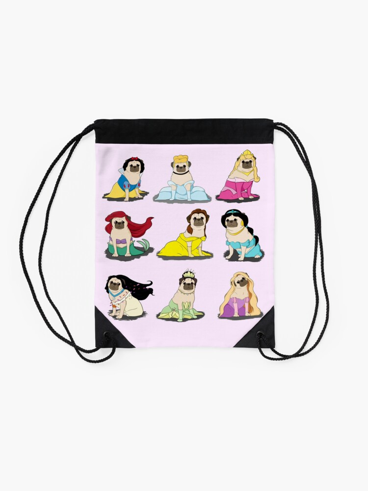 Alternate view of Pug Princesses Version 2 Drawstring Bag