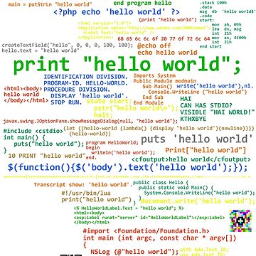 Artwork thumbnail, Hello World - Many Programming Languages (dark) by kiprobinson