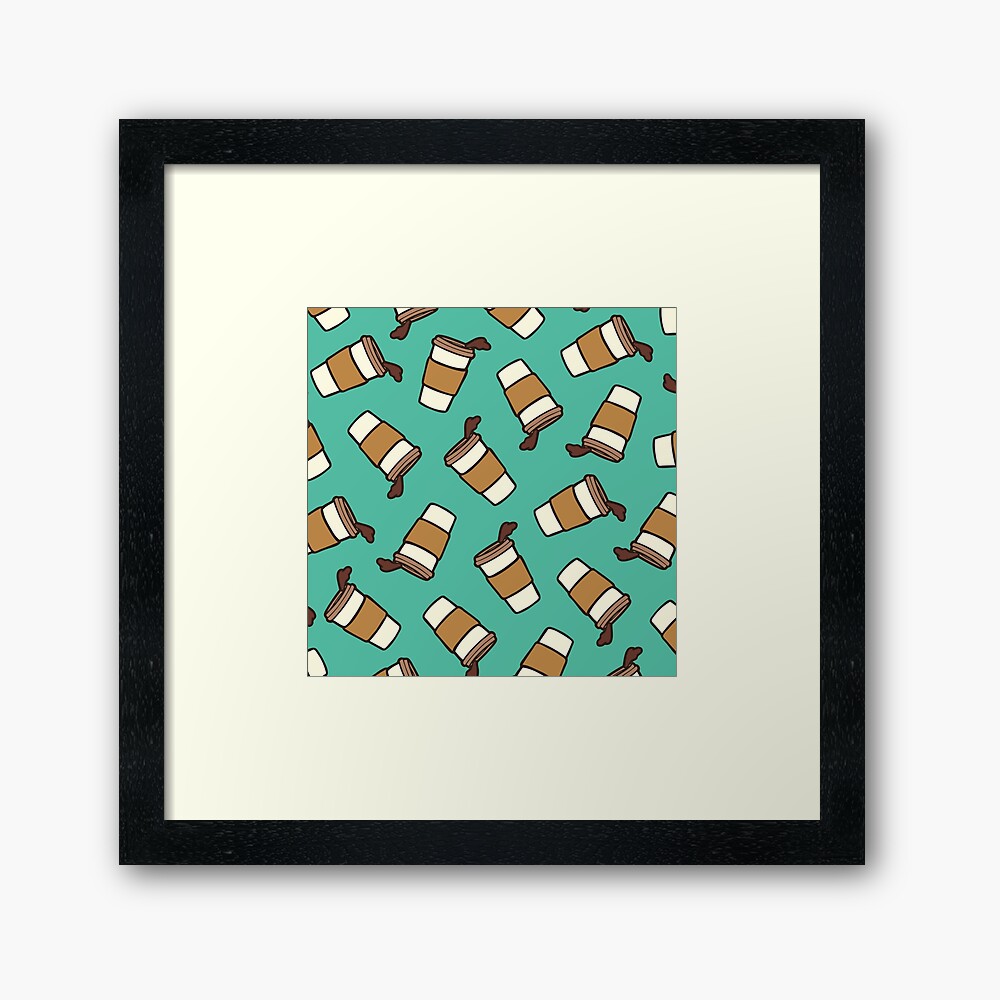 Take it Away Coffee Pattern Framed Art Print