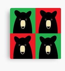 BLACK BEAR ON RED & GREEN Canvas Print