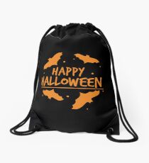 Happy Halloween Bats Holiday Drawstring Bag