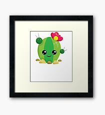 Cute Kawaii Cactus Emoji Framed Print