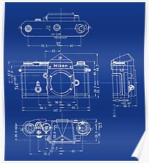 Nikon F Blueprint Vintage Classic Camera Poster
