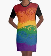 Ornamental Rainbow Flag Graphic T-Shirt Dress