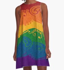 Ornamental Rainbow Flag A-Line Dress