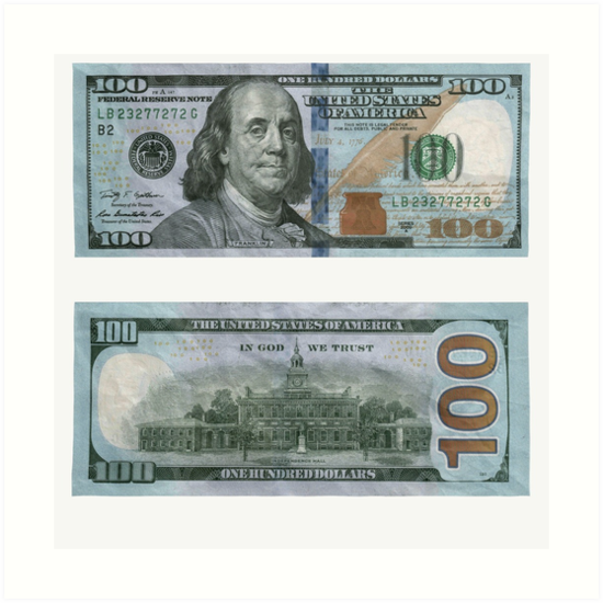 new 100 dollar bill scan for artwork