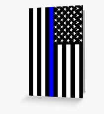 The Symbolic Thin Blue Line on US Flag Greeting Card