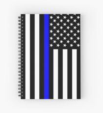 The Symbolic Thin Blue Line on US Flag Spiral Notebook