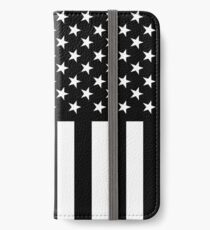 The Symbolic Thin Blue Line on US Flag iPhone Wallet/Case/Skin