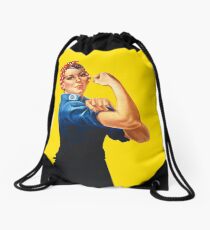 Rosie The Riveter Retro Style design Drawstring Bag