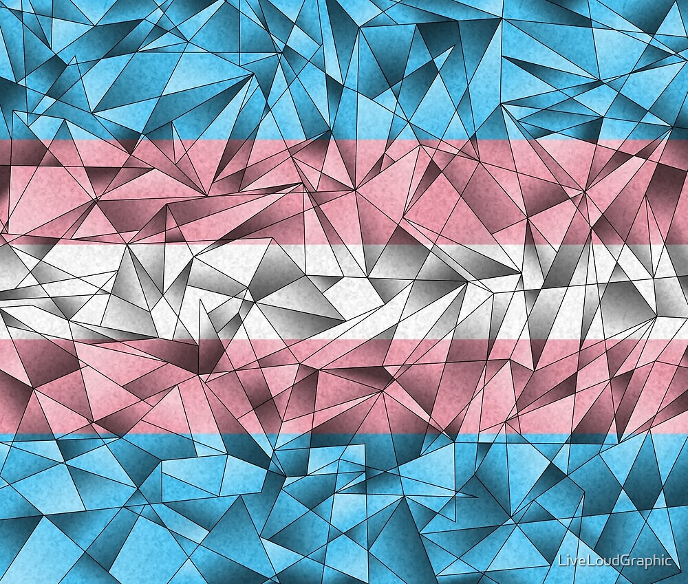 Abstract Fractal Triangles Transgender Pride Flag Pattern by LiveLoudGraphic