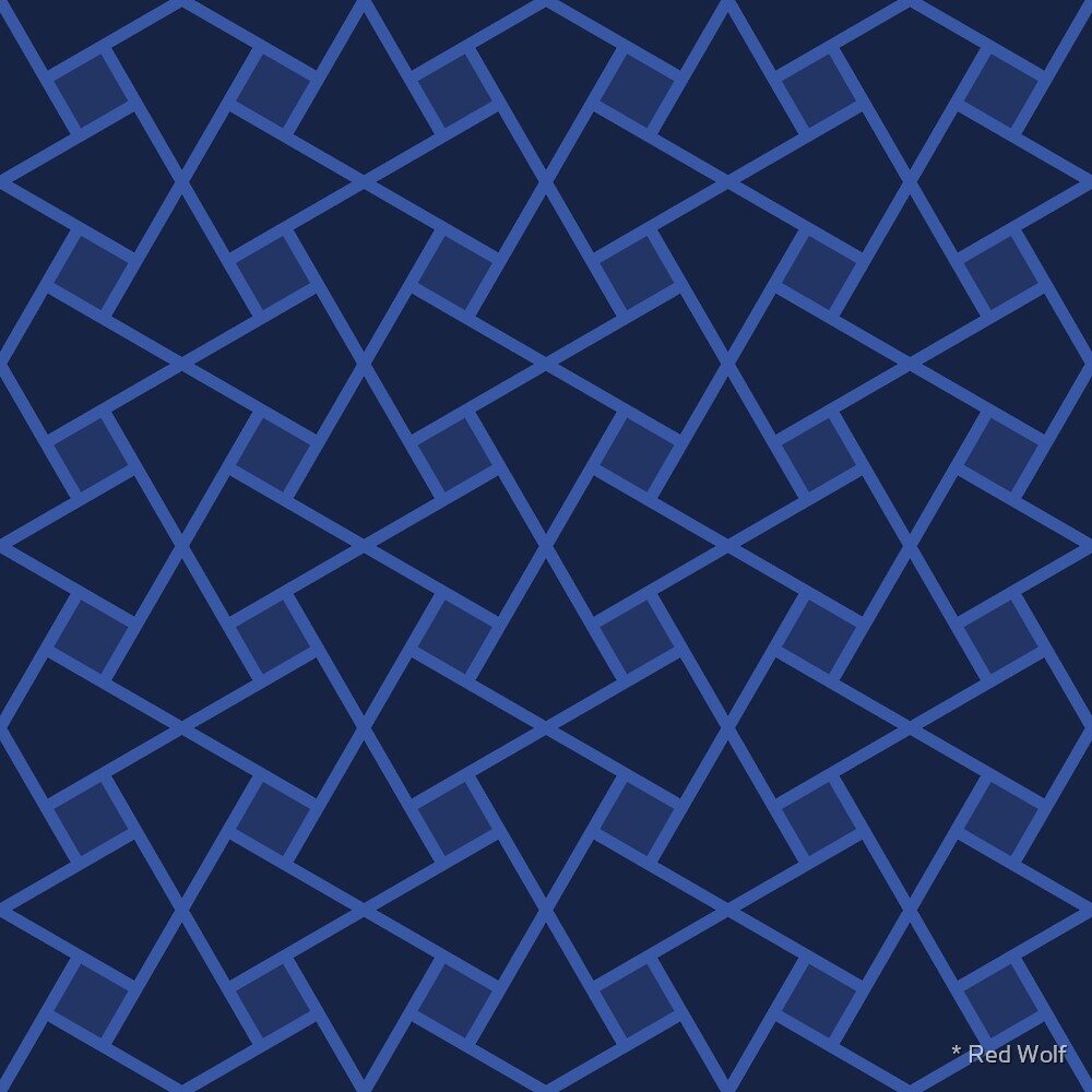 Geometric Pattern: Square Twist: Azure Dark by * Red Wolf