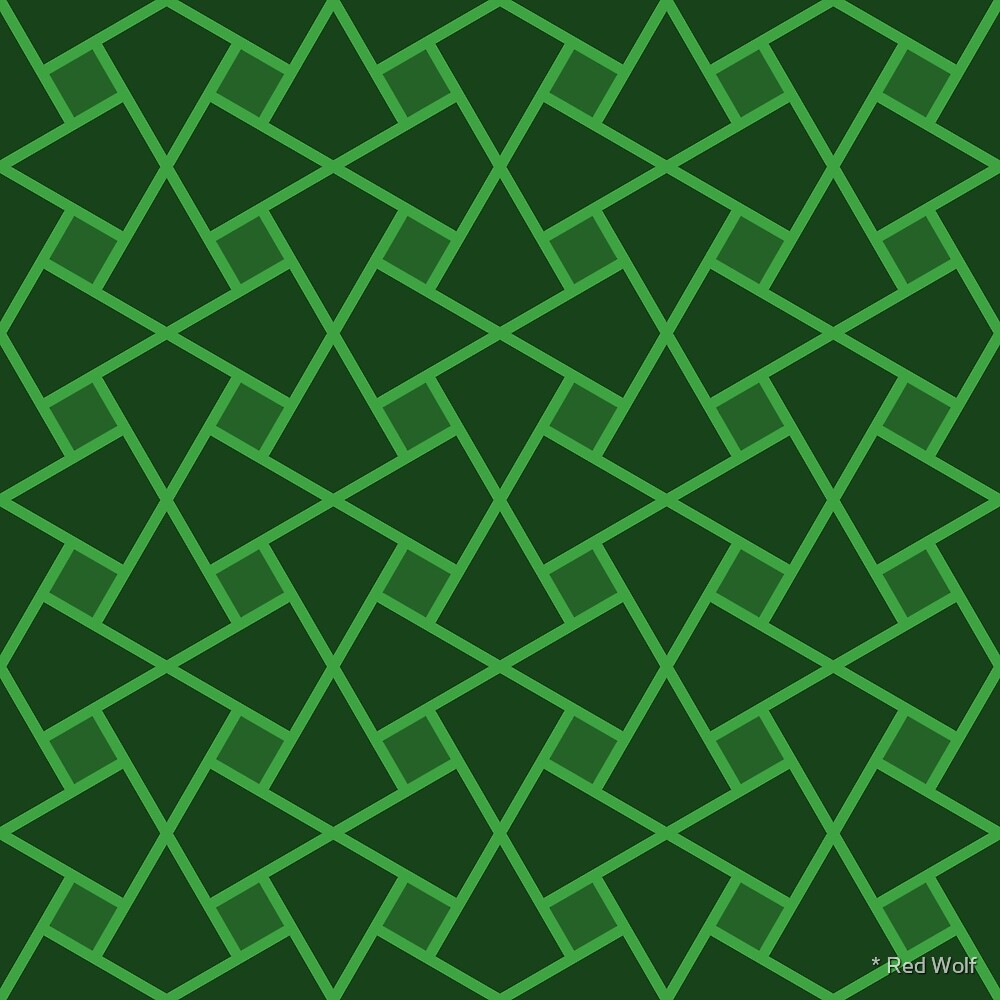 Geometric Pattern: Square Twist: Emerald Dark by * Red Wolf