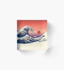 The Great Wave of French Bulldog Acrylic Block