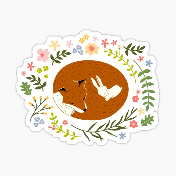 Friendship Fox-Rabbit_BgWhite Sticker