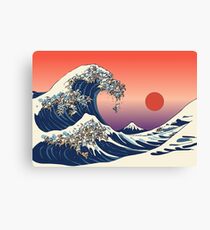The Great Wave of English Bulldog Canvas Print