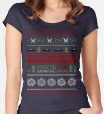 Supernatural Christmas Sweater Women's Fitted Scoop T-Shirt