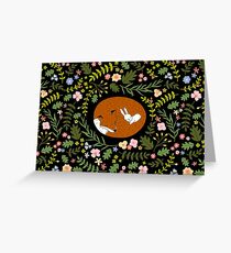 Friendship Fox-Rabbit_BgBlack Greeting Card