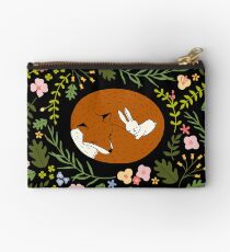 Friendship Fox-Rabbit_BgBlack Zipper Pouch