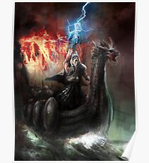 Drache Wikingerschiff Poster