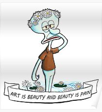 Spongebob flower crown- Squidward Tentacles Poster