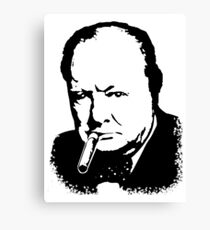 CHURCHILL, Sir Winston Leonard Spencer Churchill, Greatest War Leader, Black on White Canvas Print
