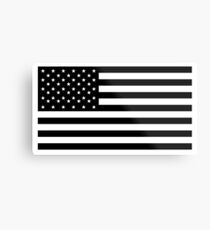 American Flag, STARS & STRIPES, USA, America, Black on white Metal Print
