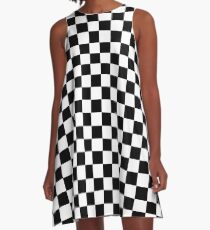 Checkered Flag, Chequered Flag, Motor Sport, Checkerboard, Pattern, WIN, WINNER, Racing Cars, Race, Finish line, BLACK A-Line Dress