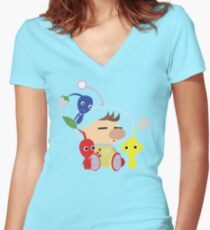 Olimar and Pikmin Vector Women's Fitted V-Neck T-Shirt