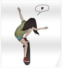 Skateboard Mädchen Poster