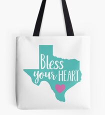 Bless Your Heart Turquoise and Pink Funny Womens Texas Tote Bag
