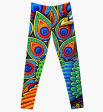 Colorful Paisley Peacock Bird Leggings