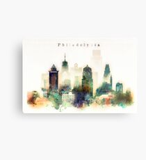 Philadelphia Pennsylvania Watercolor Skyline Metal Print