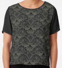 Stegosaurus Lace - Black / Grey Chiffon Top